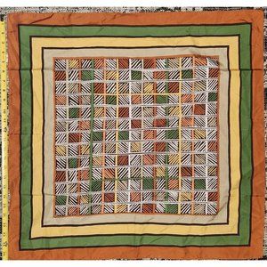 Vintage Rain Totes 100% Polyester Twill Scarf Brown Green Gold Water Repellent